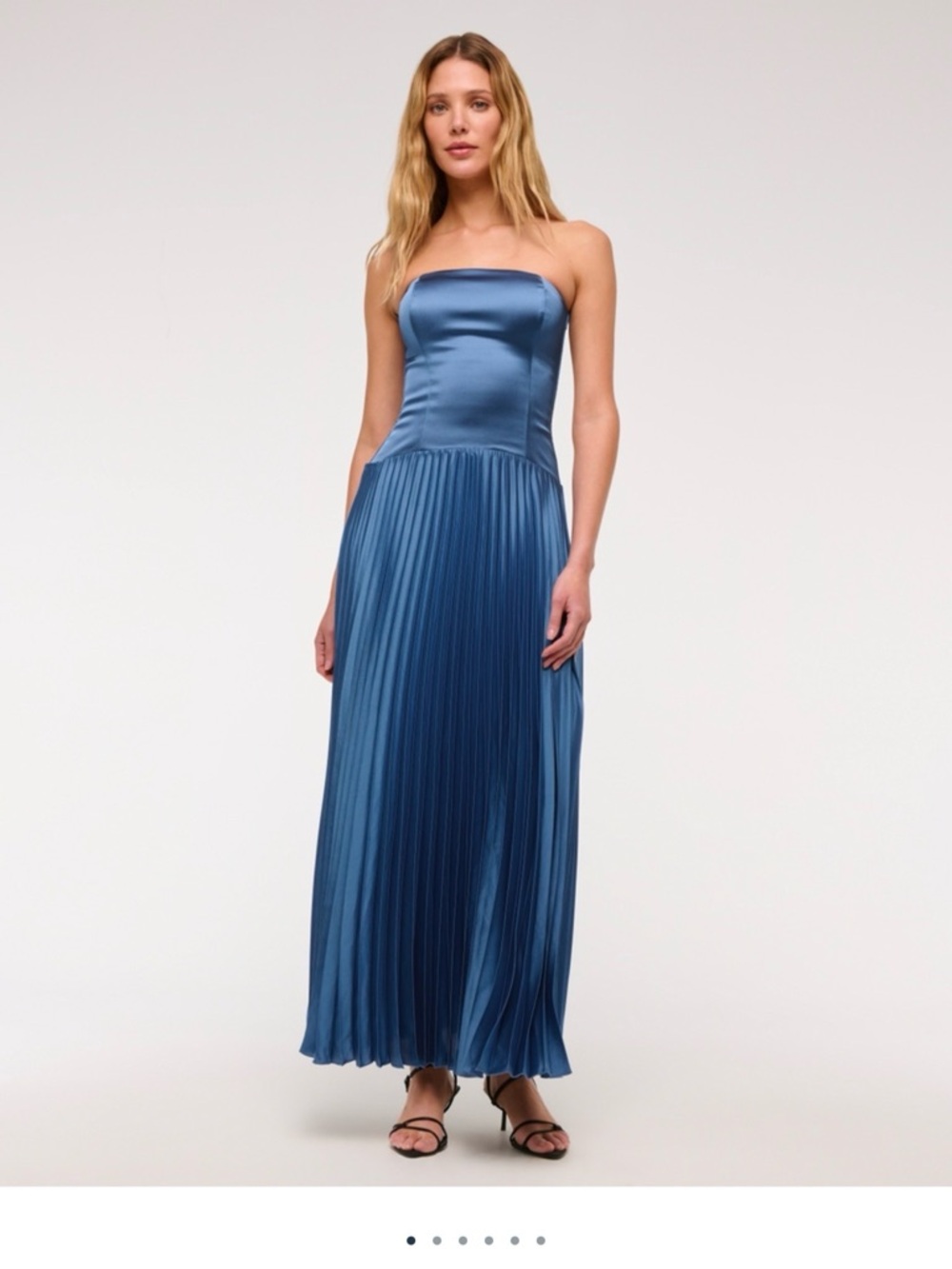 Abercrombie & Fitch Strapless Satin Pleated Maxi Dress - Blue